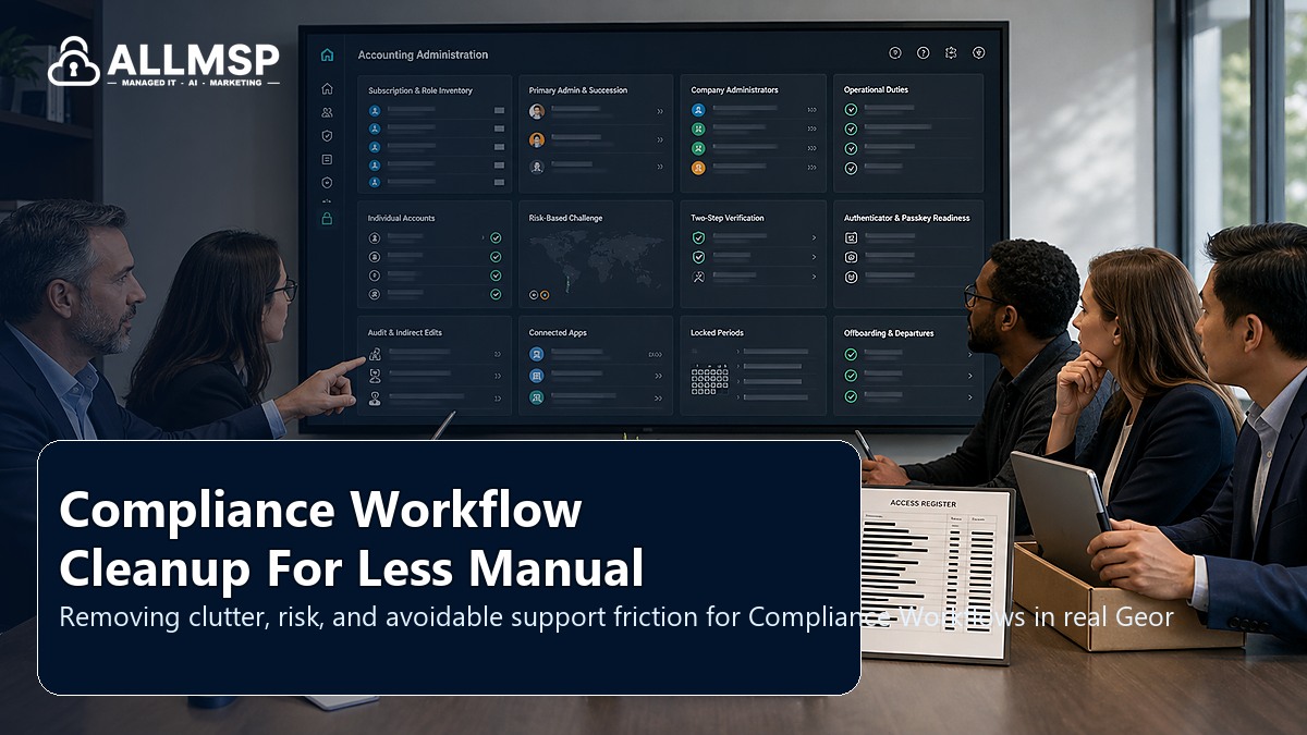 Compliance Workflows cleanup checklist for Georgia businesses: employee lifecycle workflows, access handoffs, training expectations, device readiness, and support during transitions