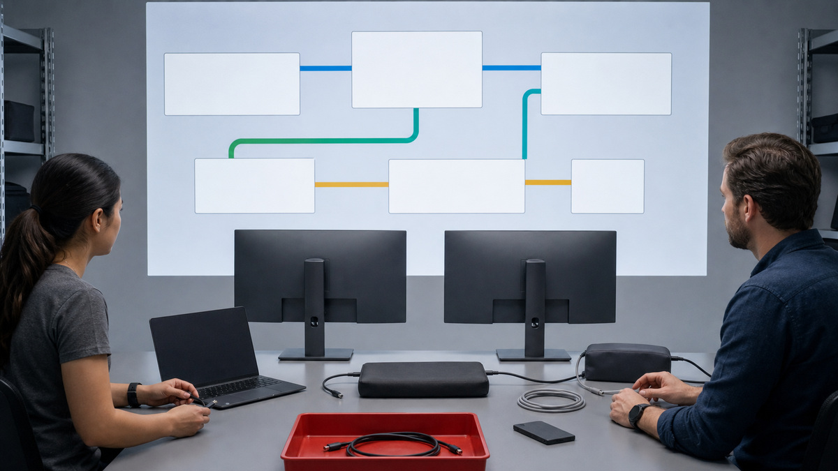 Anker support workflow: Qualify the Exact Host, Anker Dock, Cable, Power, and Display Path