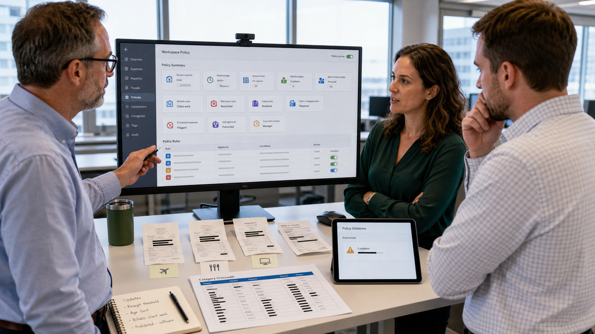 Expensify support workflow: Design the Workspace, Policy, and Accounting Vocabulary First