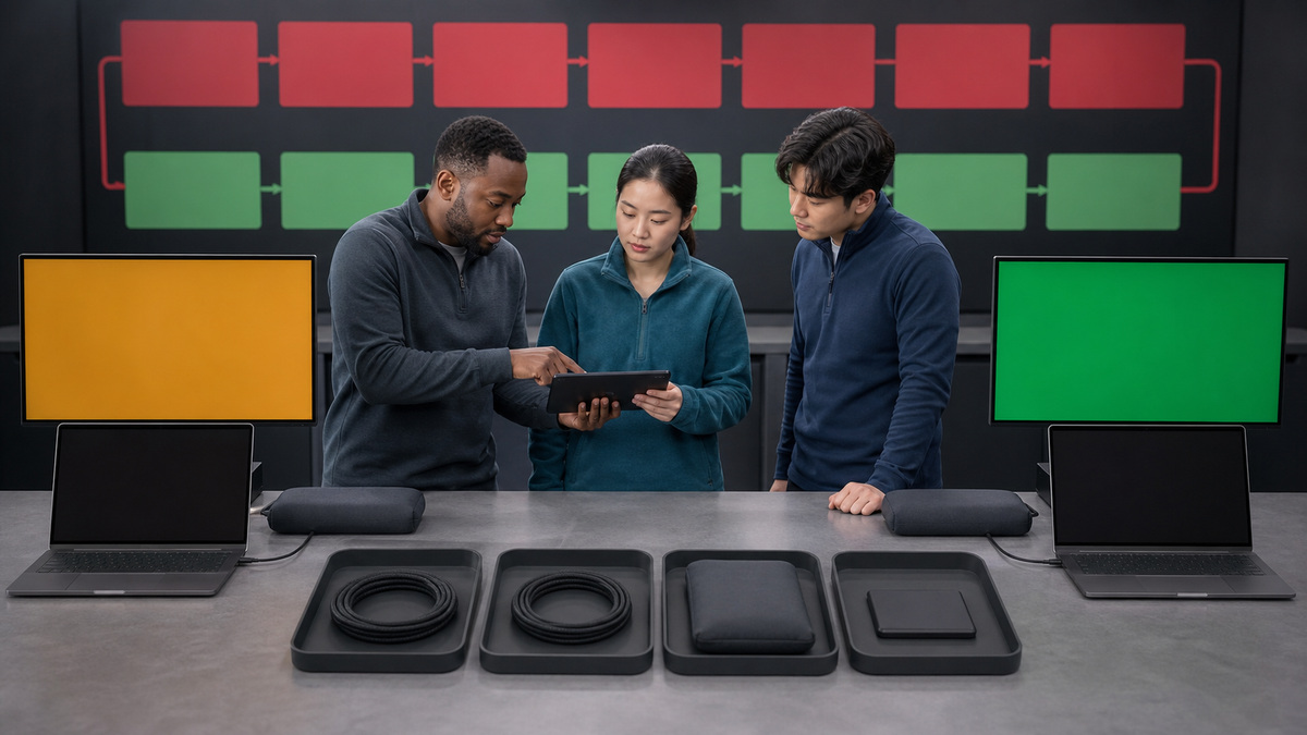 Anker support workflow: Troubleshoot by Reduction, Cross-Substitution, and a Known-Good Desk