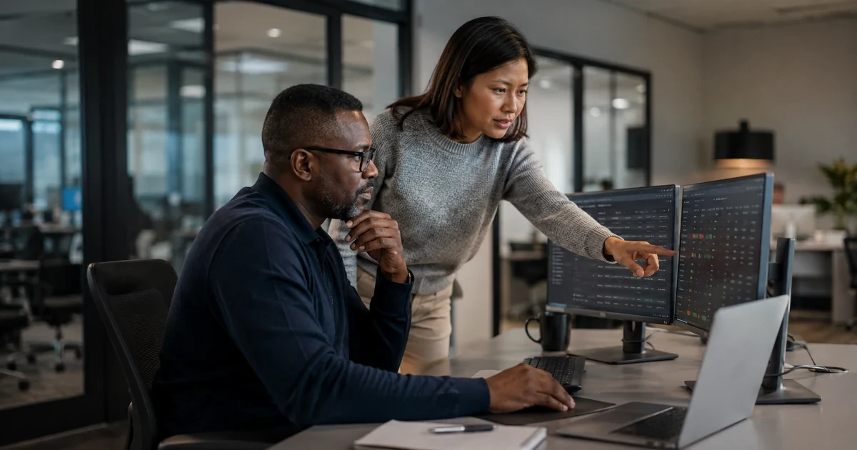 A security specialist and department manager correcting stale accounts, excessive permissions, missing approvals, and delayed offboarding