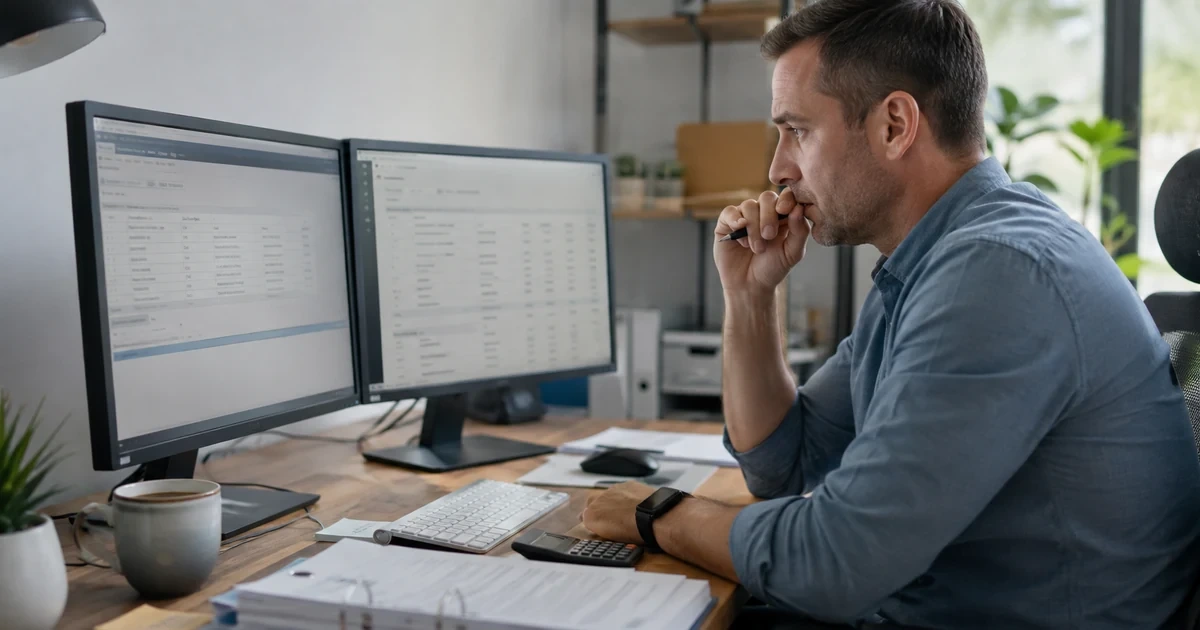 An accountant troubleshooting a BILL-style synchronization problem by comparing invoices, payments, QuickBooks or Xero records, and error history