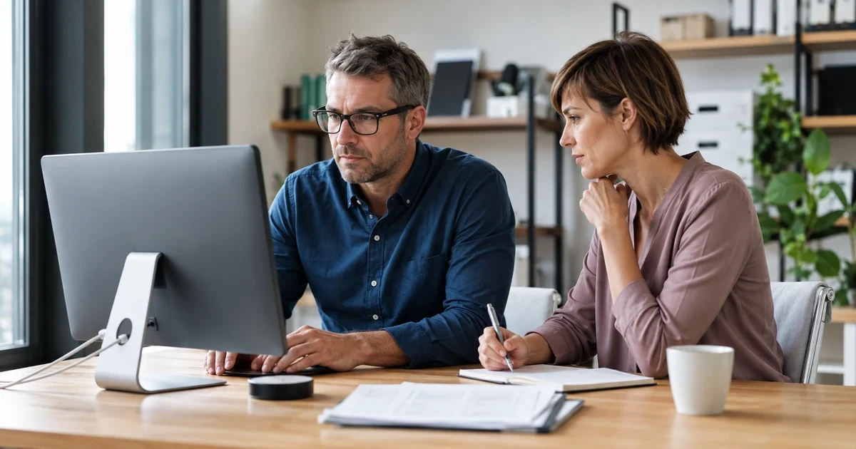 A small-business owner and bookkeeper reviewing FreshBooks-style staff roles, client access, multifactor protection, and an employee departure