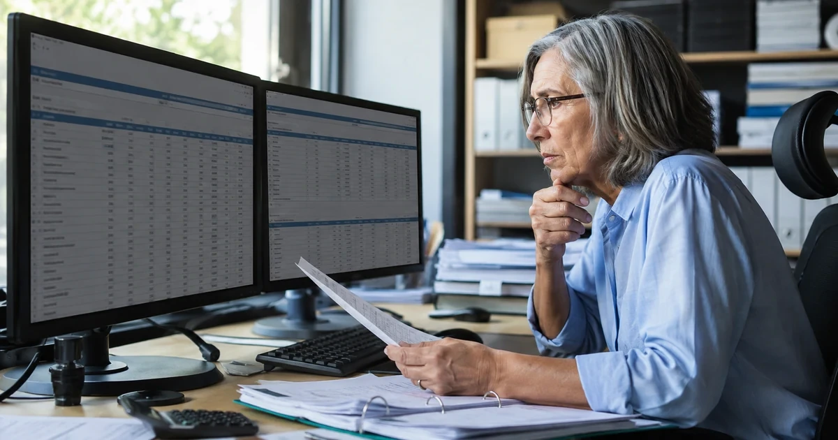 A senior accountant tracing balance discrepancies through journals, ledgers, source documents, and audit history without overwriting prior records