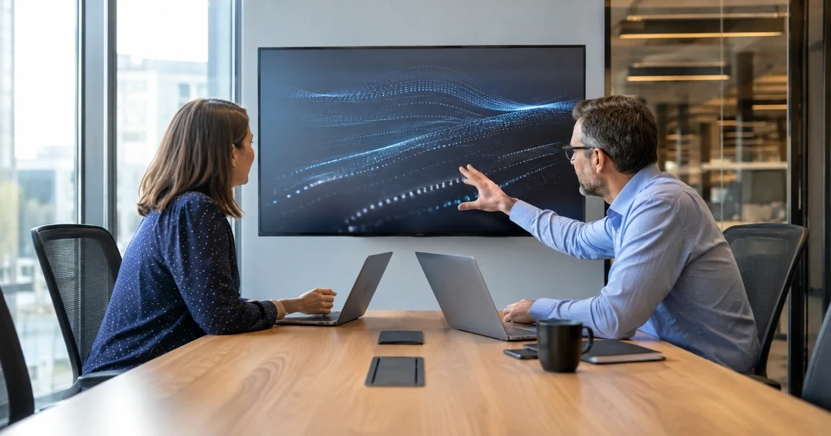 A business AI lead and security administrator defining Gemini access boundaries, approved use cases, data handling rules, and human review in a working office