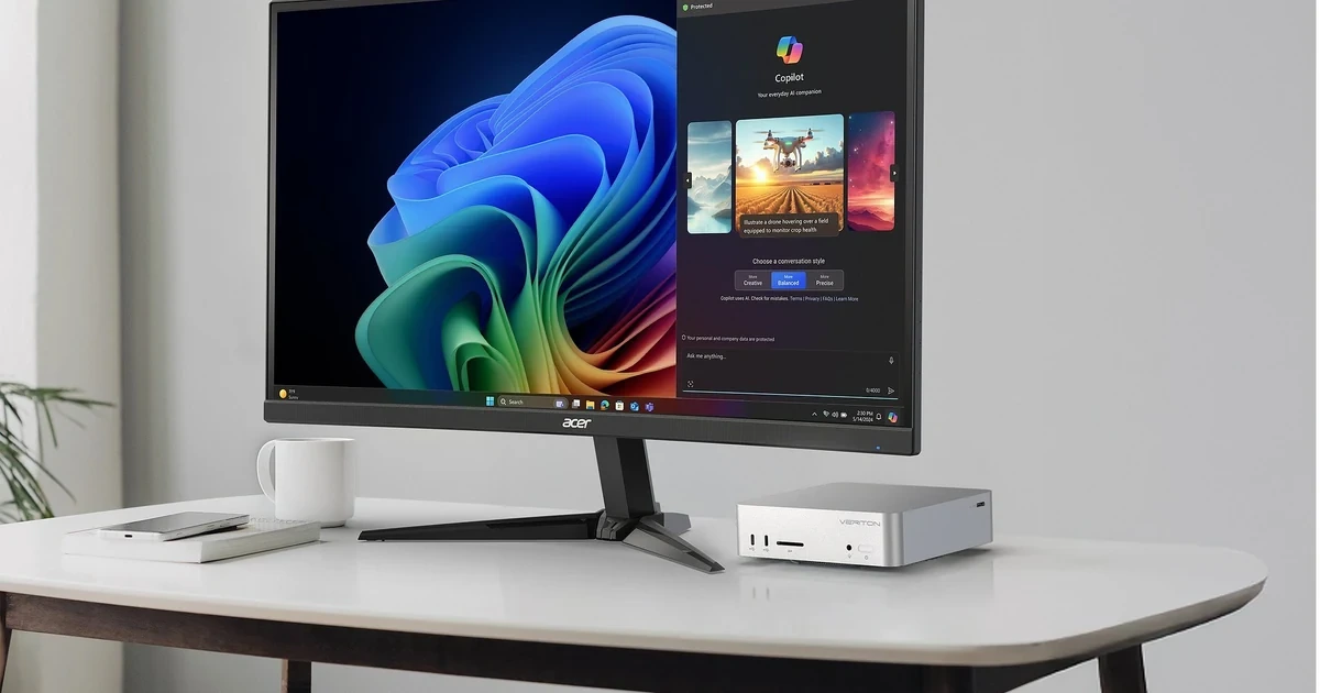 Acer business desktop and display prepared for repair and recovery