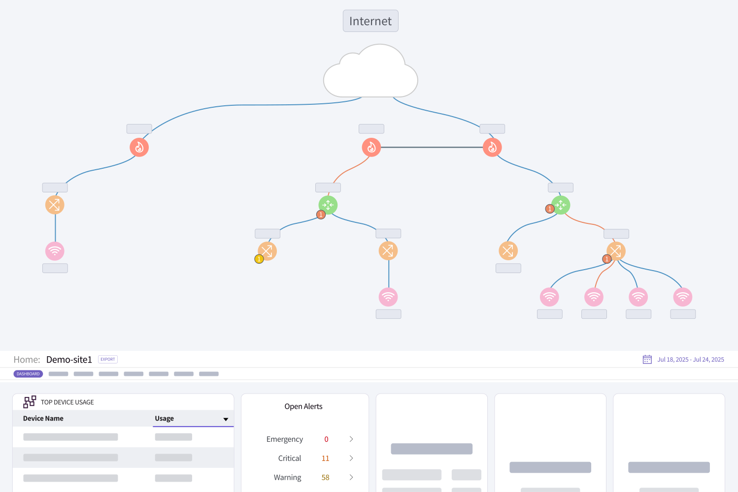 Auvik network topology map and network management interface