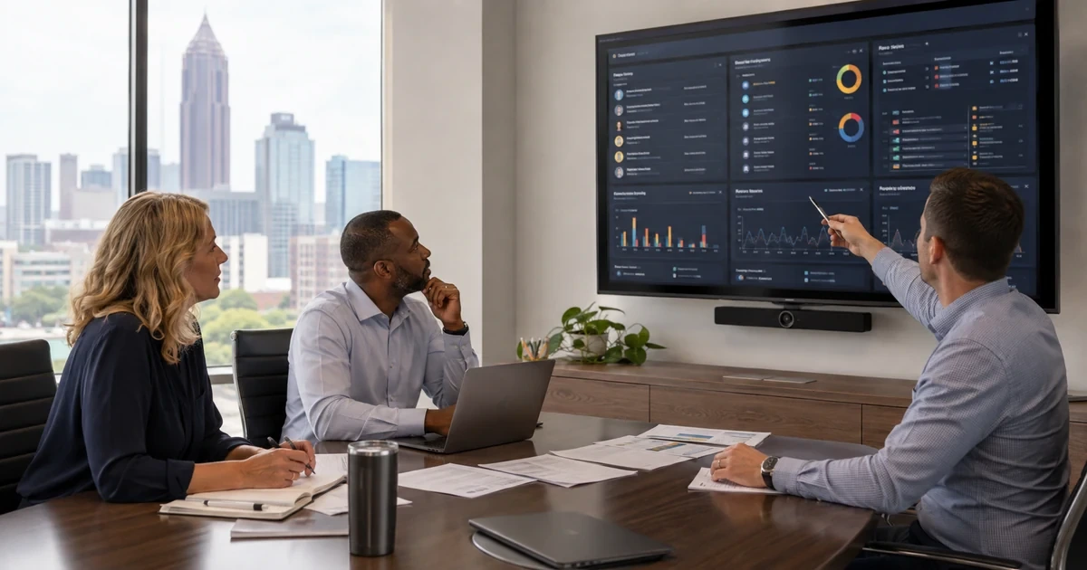 Business leaders and security consultant reviewing cloud identities roles exposed services logs and backups