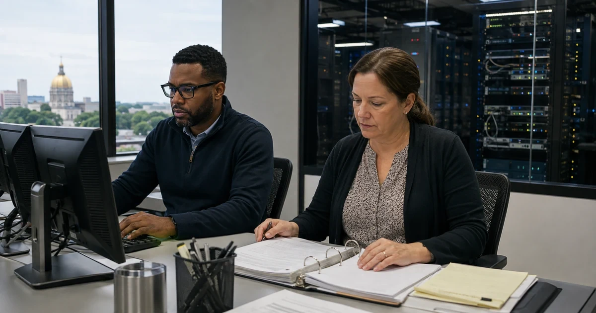 IT governance analyst and process owner reviewing application inventory, permissions, and AI readiness evidence