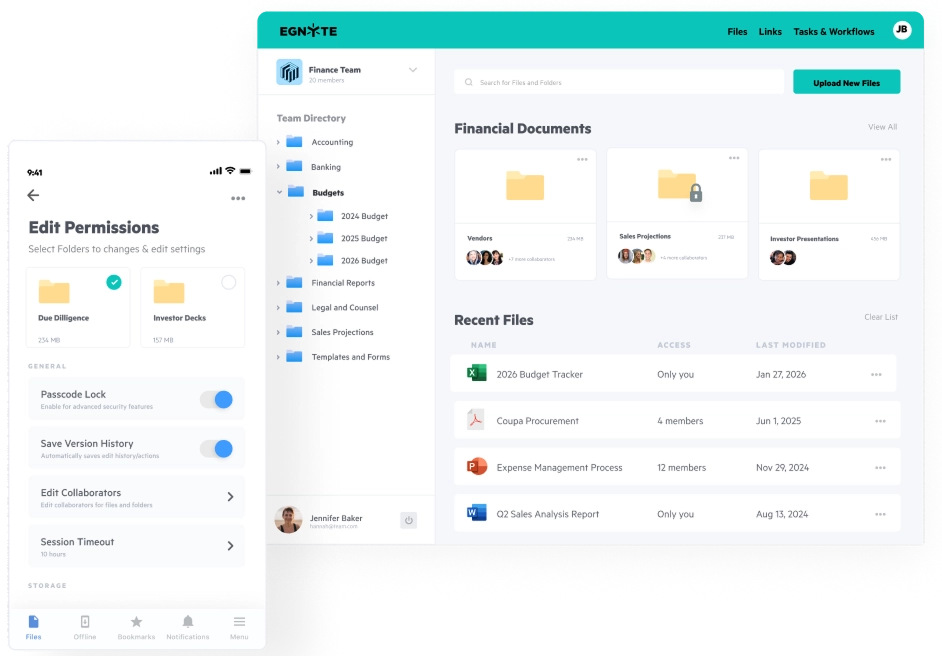 Egnyte business content platform shown on desktop and mobile devices