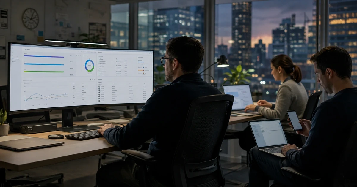 Migration team monitoring Google Workspace mail file and account cutover while users validate access
