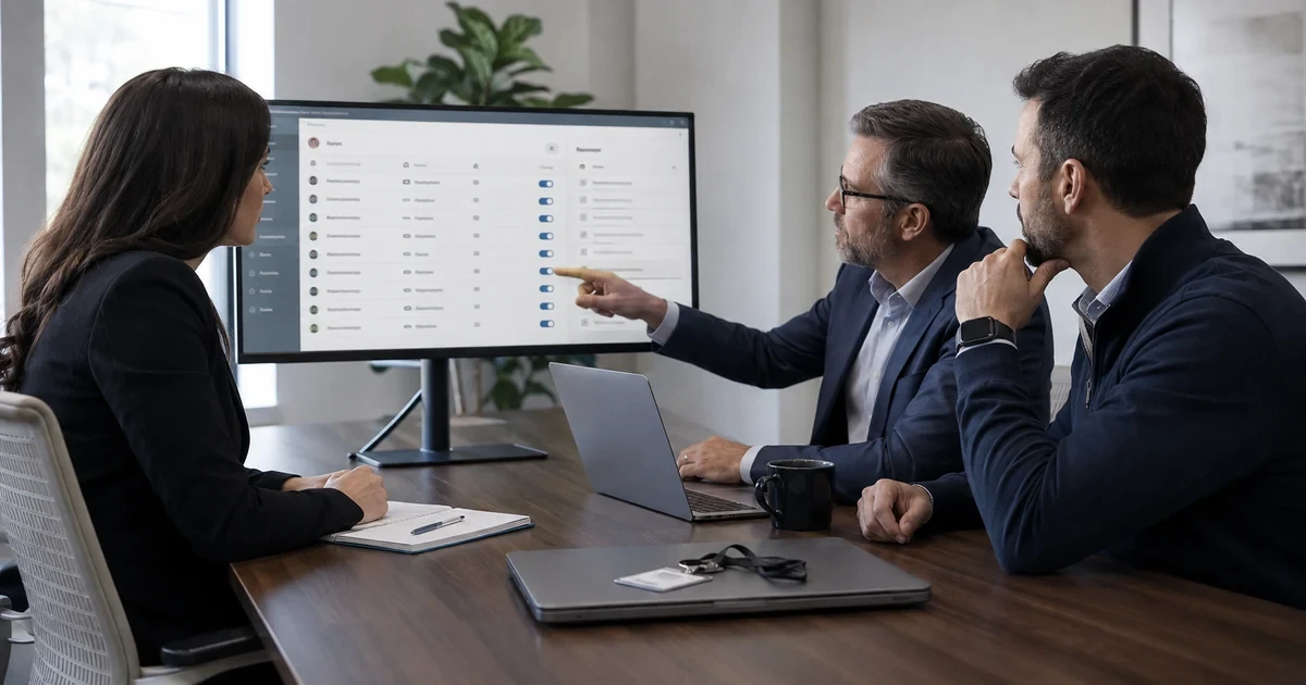 Law firm administrator and IT specialist reviewing user roles portal access MFA and offboarding evidence