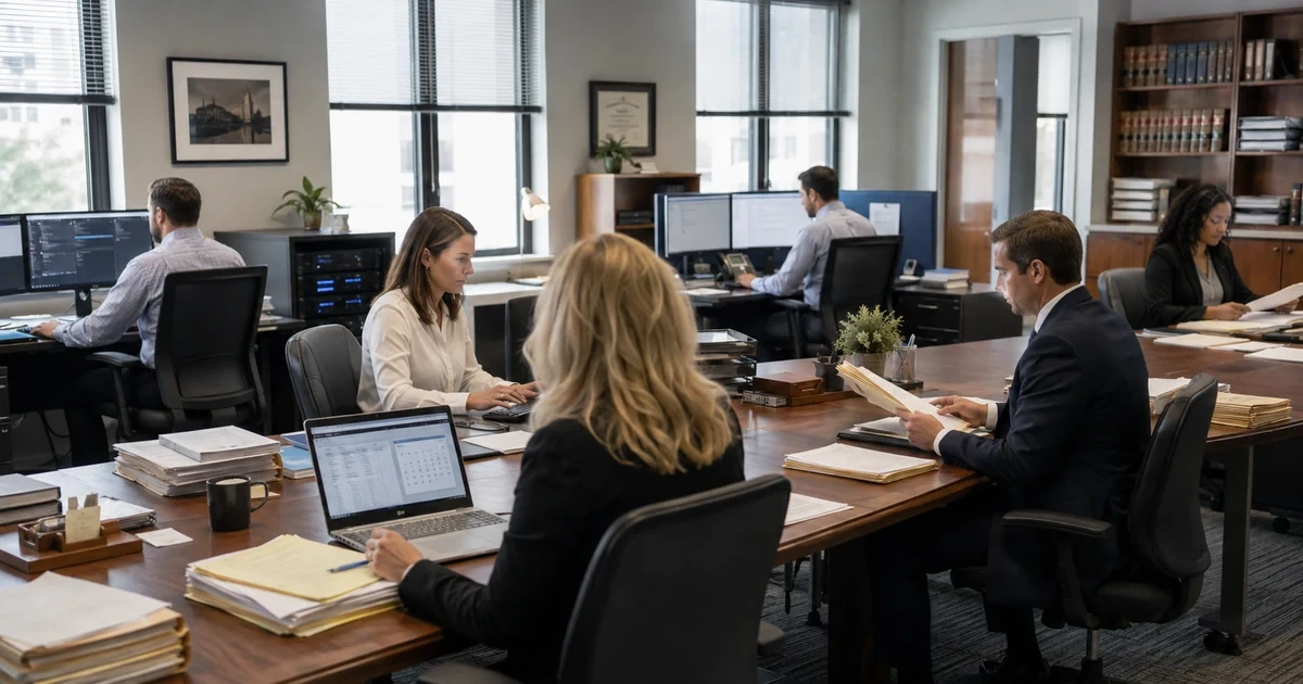 Legal team working securely across matter records document review calendars and client communications