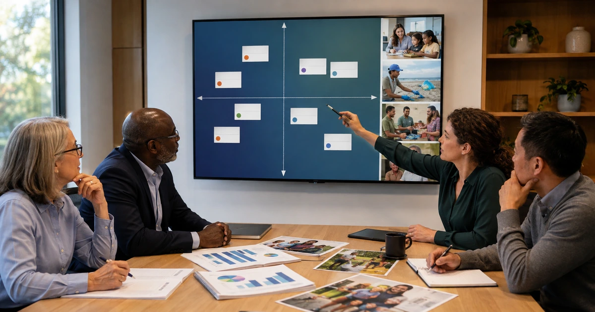 Nonprofit board and leadership team prioritizing AI projects by mission impact risk cost and readiness