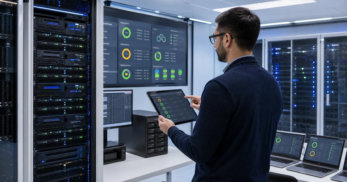 Backup architect reviewing protected servers workload coverage retention status and recovery health