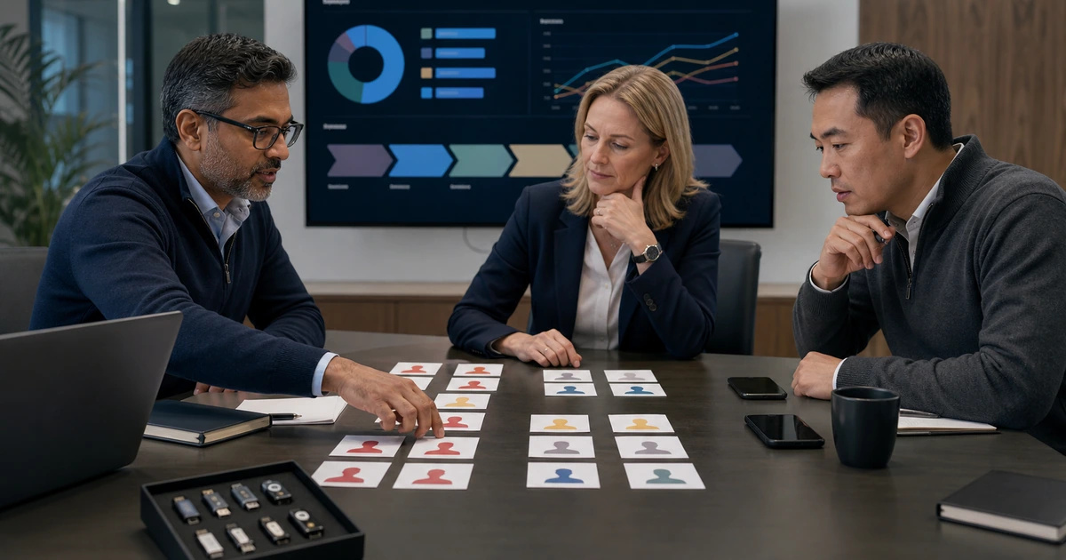 Business and security leaders grouping user roles by authentication risk and rollout priority