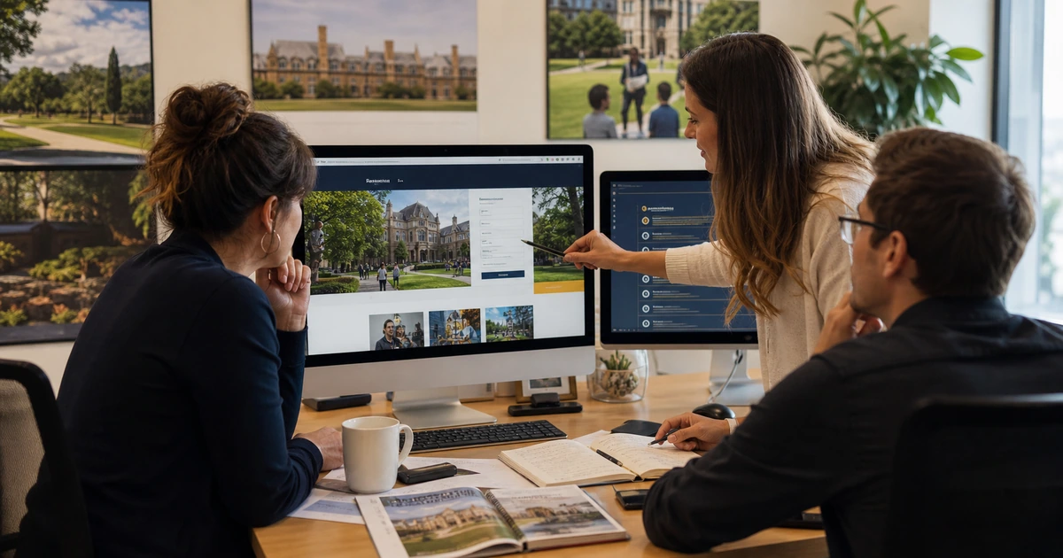 Education marketing and admissions team improving a school program page and inquiry workflow