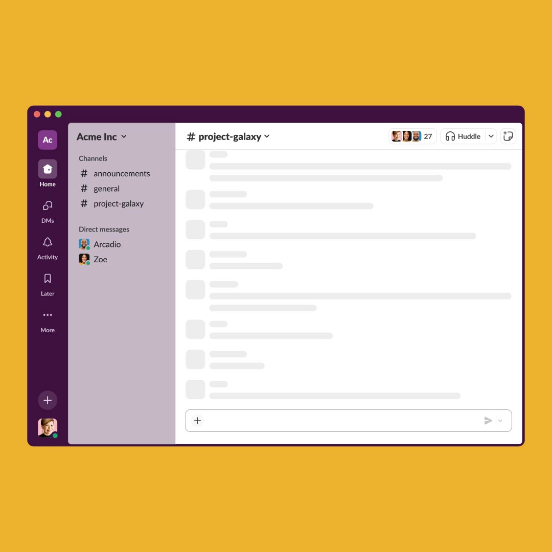 Slack canvas interface with a team agenda and action items