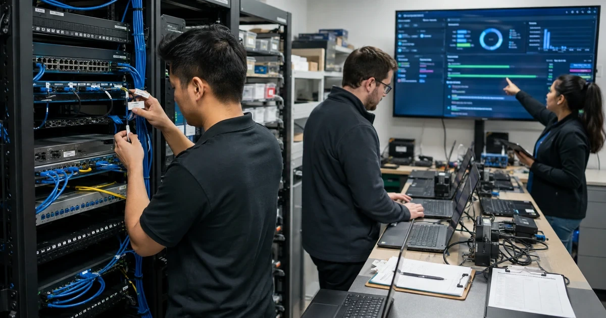 IT team correcting network endpoint cloud identity and recovery risks in a working business environment