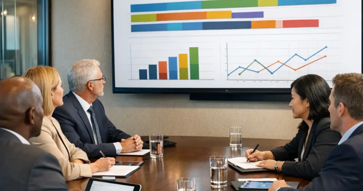 Business and technology leaders building a three-year technology roadmap around priorities budgets and accountable decisions