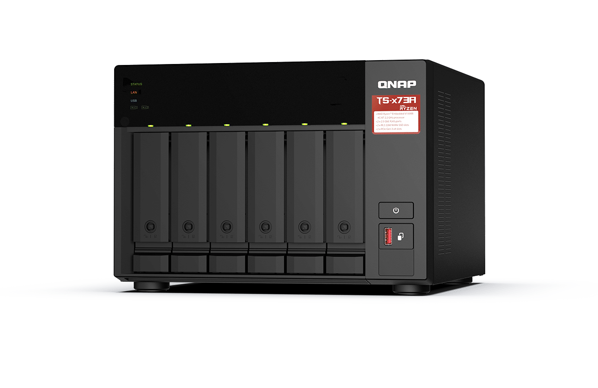 QNAP six-bay NAS shown on the TS-673A product page